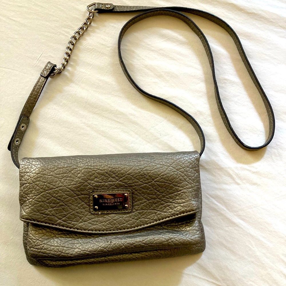 Nine West Metallic Gray Crossbody Bag